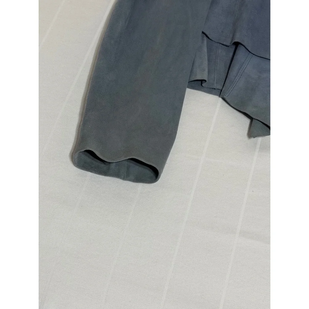 White House Black Market Blue Suede Draped Front Jacket 570209870 Womens XS